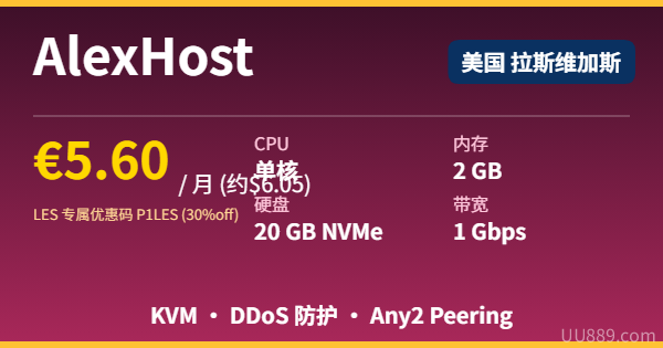 AlexHost Las Vegas P1 €5.60/月