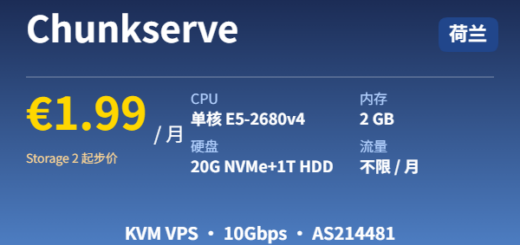 Chunkserve KVM VPS 荷兰 €1.99/月