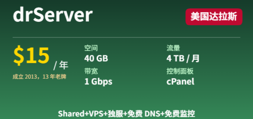 drServer 共享主机 + VPS + 独立服务器 + 免费 DNS + 免费监控 美国达拉斯