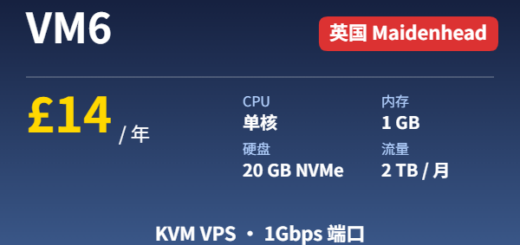 VM6 英国 KVM VPS £14/年