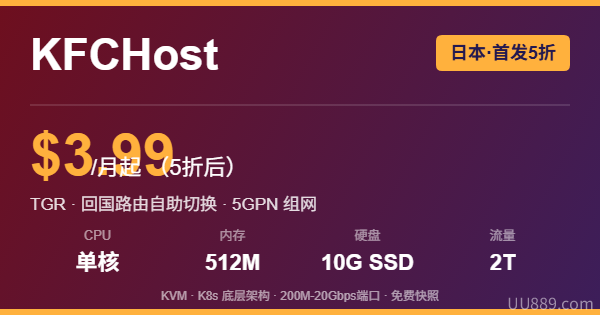 KFCHost 日本TGR 公测优惠