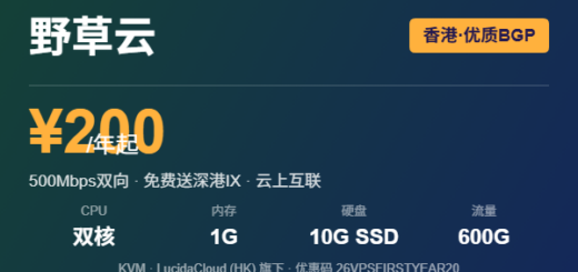 野草云香港优质BGP VPS优惠